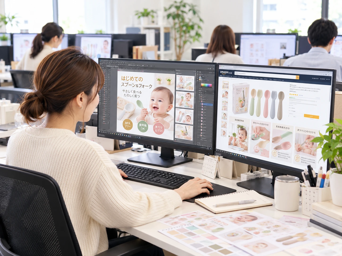 EC販売事業：商品ページを制作するスタッフ